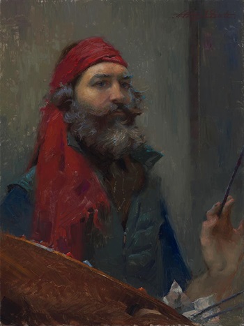 Self portrait of Alexey Steele, oil on canvas, 2014, used with permission of artist