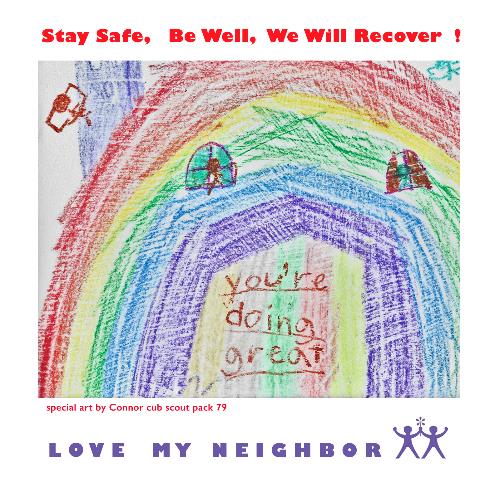 Drawing for emergency food distribution showing rainbow 