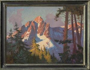 Painting by Alexey Steele titled Sierra Sunrise Carson Peak" 2021, oil on linen panel, 36inx48in