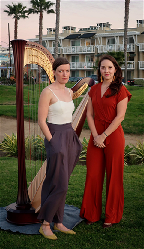Elizabeth Huston and Catherine Litaker with Harp