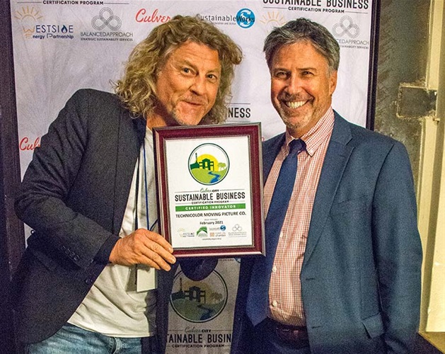 Mayor Jeff Cooper presenting Sustainable Certificate to The Moving Picture Company