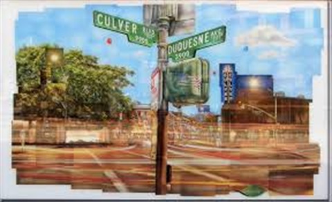 Painting of corner of Culver Blvd and Dusquense Ave street signs