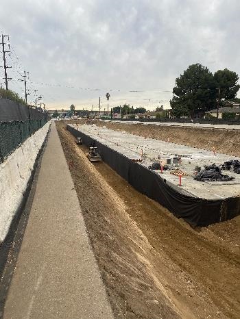 Ariel view of Culver Boulevard Realignment and Stormwater Retention Project on 12-07-20