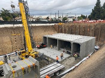 Ariel view of Culver Boulevard Realignment and Stormwater Retention Project on 01-27-21