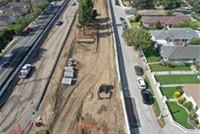 Ariel view of Culver Boulevard Realignment and Stormwater Retention Project on 04-20-21