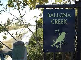 Photograph featuring a sign for Ballona Creek