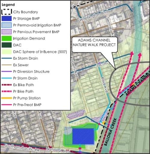 Map image of Syd Kronenthal Park Stormwater Project showing site details