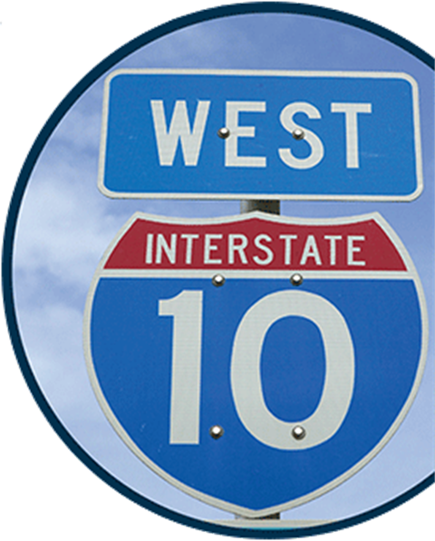 Interstate 10 West street sign