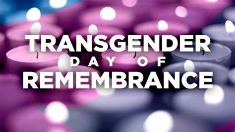 Blue and purple Transgender Day of Remembrance image with white highlights 