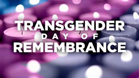 Blue and purple Transgender Day of Remembrance image with white highlights