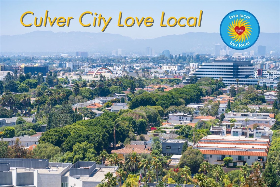 Photo of Culver City Skyline with Culver City Love Local Buy Local Logo