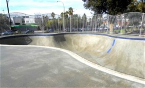 Skate Park Bowl with Fence in Background