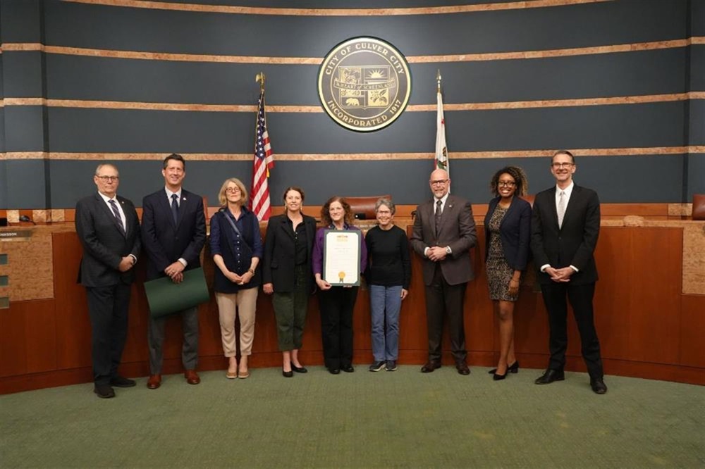 Culver City proclaims April 26, 2024 Arbor Day, pictured City Council and members of Ballona Creek Renaissance, City Council meeting 04/08/2024