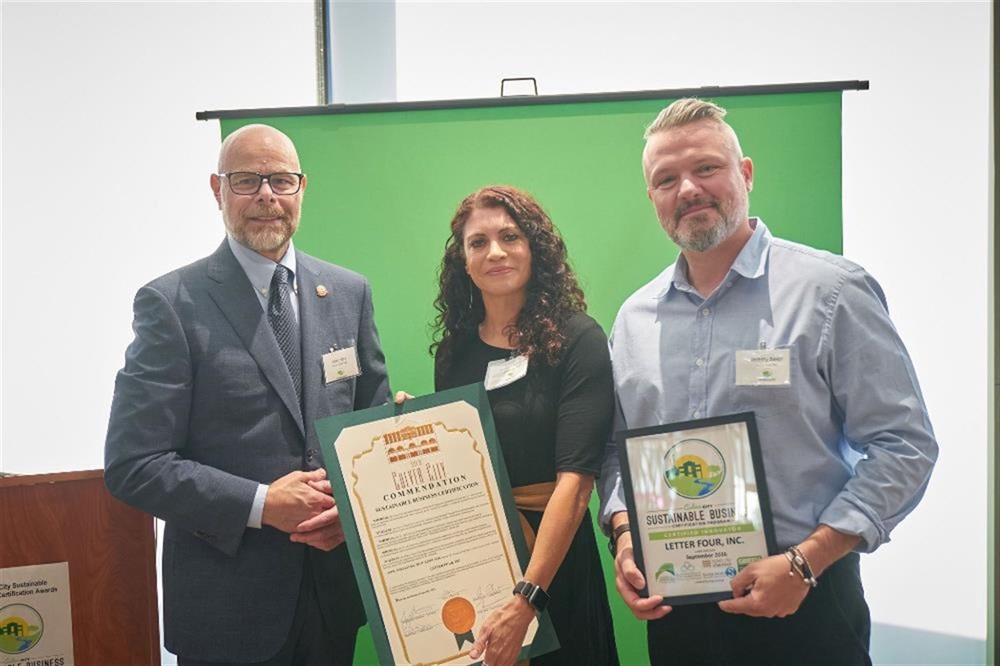 Mayor Albert Vera with Four Letter, Inc at Culver City Sustainable Business Certification Awards Ceremony 09-12-2023, Justin Han Photography