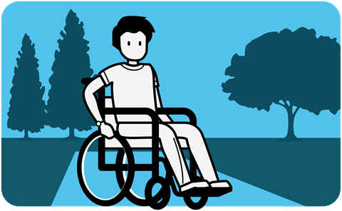 Icon of person using wheelchair