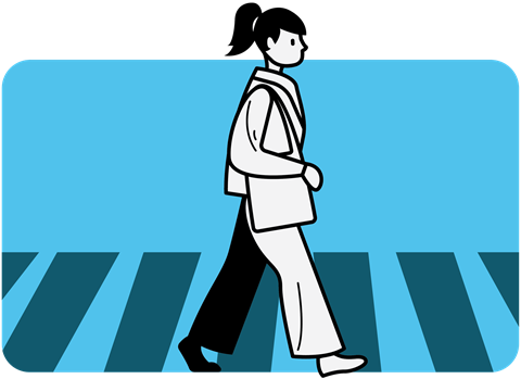 Icon of person walking in a crosswalk