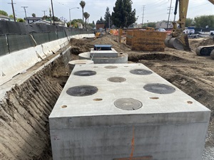 Street view of Culver Boulevard Realignment and Stormwater Retention Project on 05-28-21