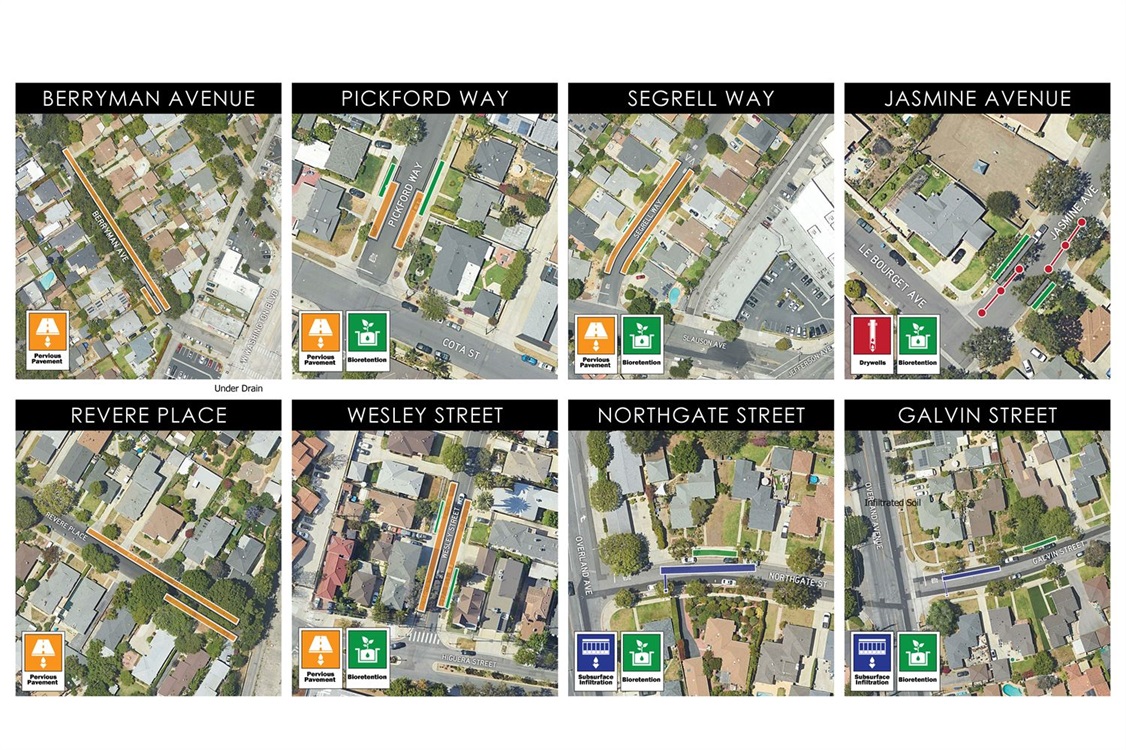 Views of locations of stormwater infrastructure improvements.