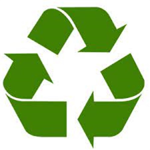 Recycle logo with three green arrows in circle