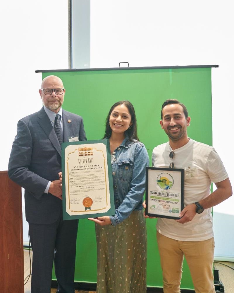 Mayor Albert Vera with Envoy Technologies at Culver City Sustainable Business Certification Awards Ceremony 09-12-2023, Justin Han Photography