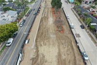 Ariel view of Culver Boulevard Realignment and Stormwater Retention Project on 03-20-21